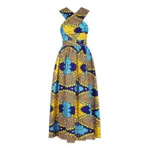 robe africaine robe africaine large jaune et bleu afro nation m 16065677918344